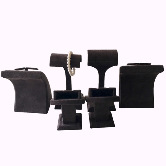 Lot of 6 PCS Jewelry Display Set. Charcoal Grey Faux Shearing. - Picture 2 of 2